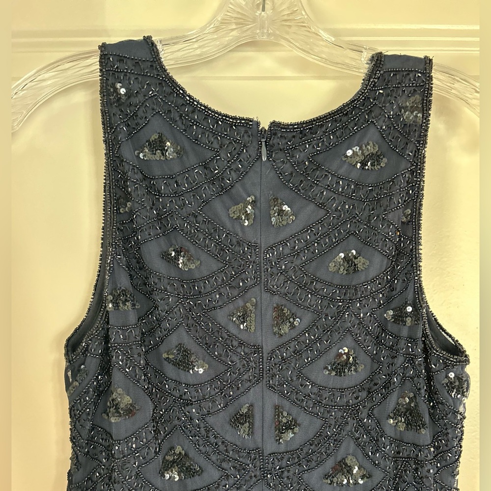 Adrianna Papell Navy & Black Beaded Cocktail Dress - Picture 4 of 7